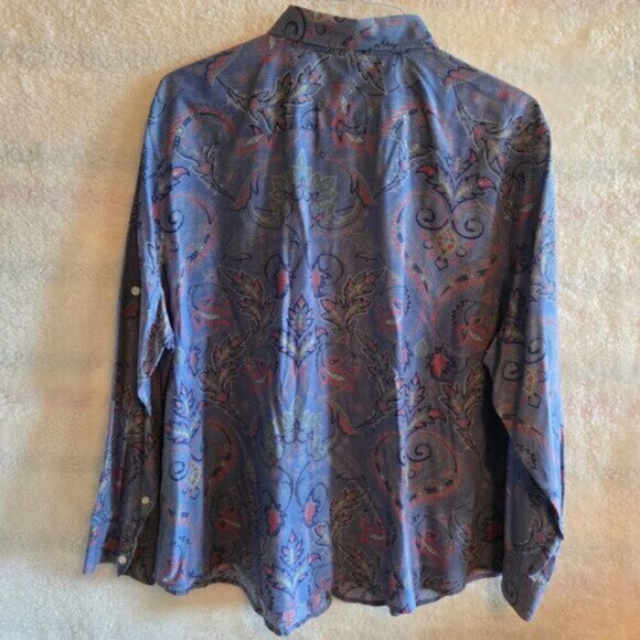 Vintage LRL Blue and Red Paisley Button Down Shirt - Picture 5 of 5